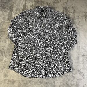 H&M Men's Extra Large Slim Fit Long Sleeve Button Up Shirt XL Splatter/Floral